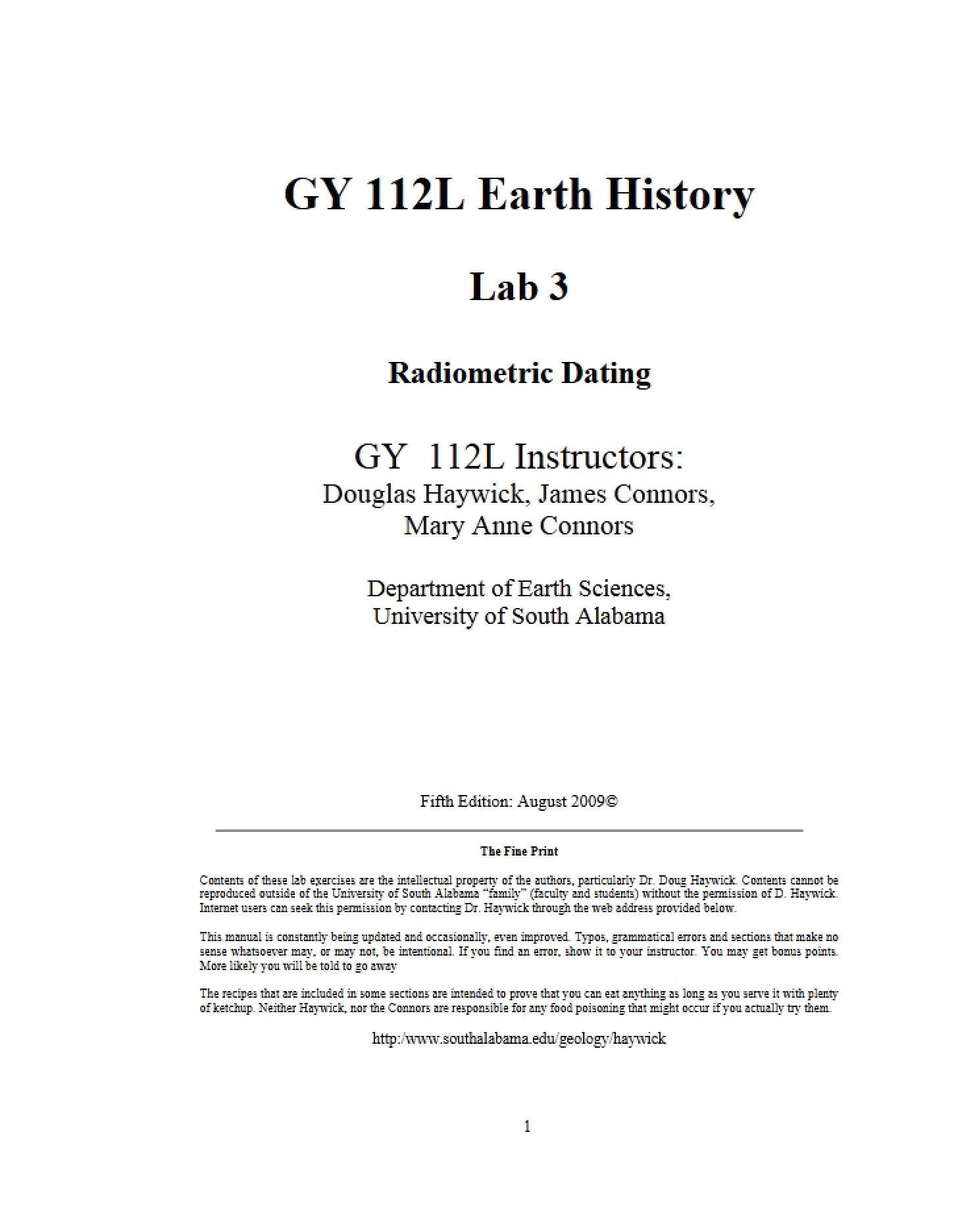 Lab 3 Radiometric Dating