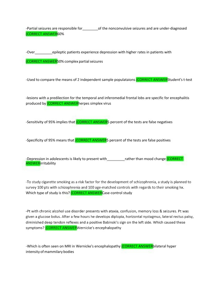 PMHNP Exam - Questions and Answers