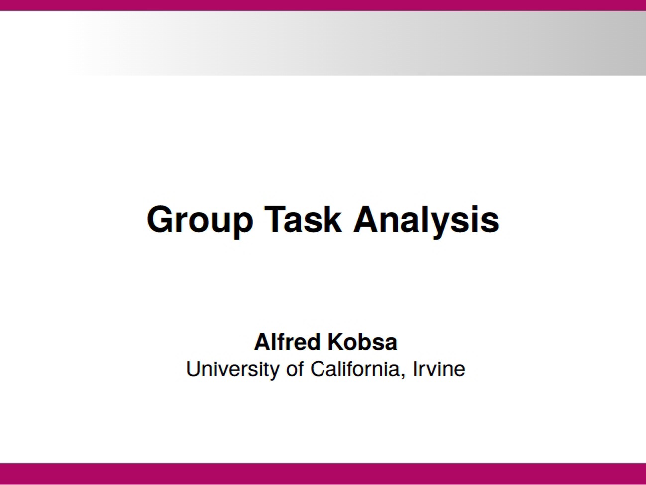 Analysis of Group Tasks