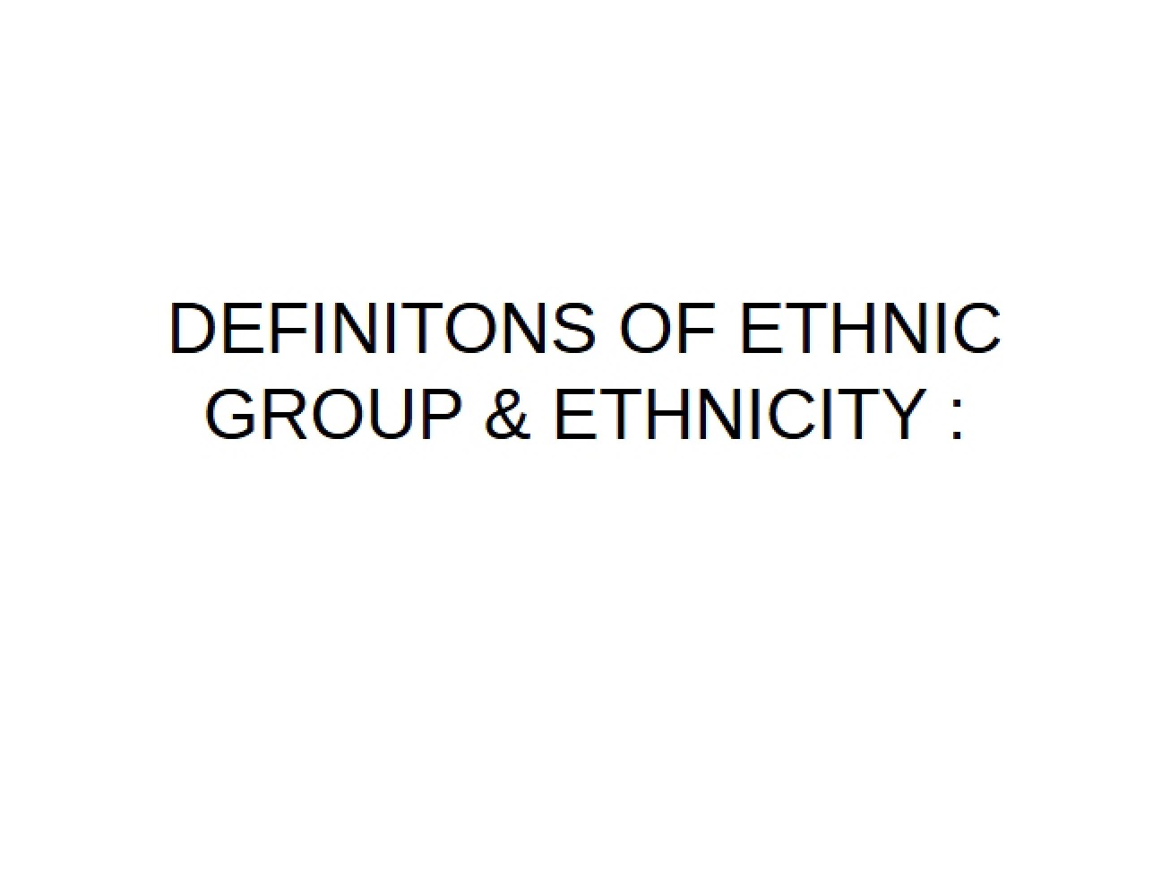 Ethnicity Definitions