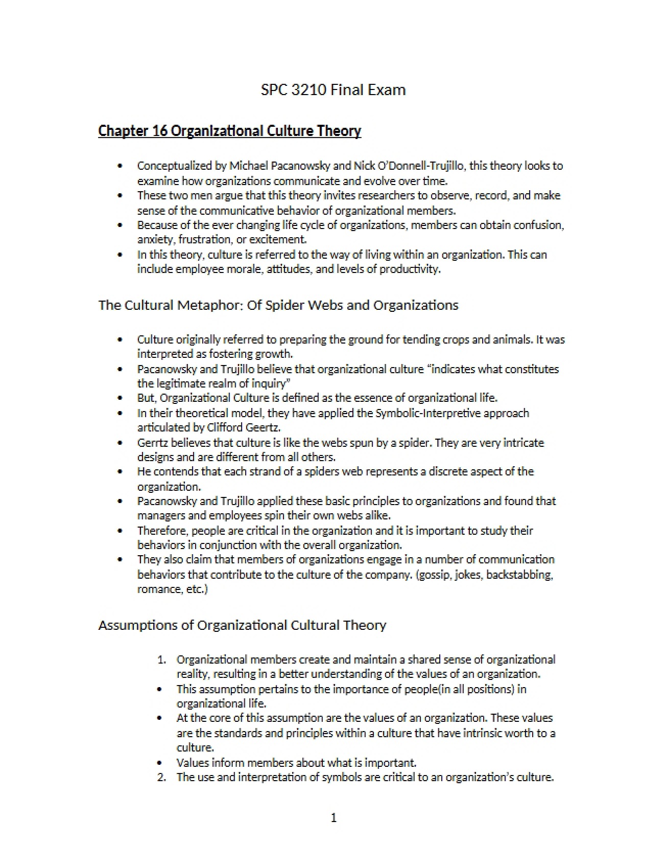 Org Culture Theory Chapter 16