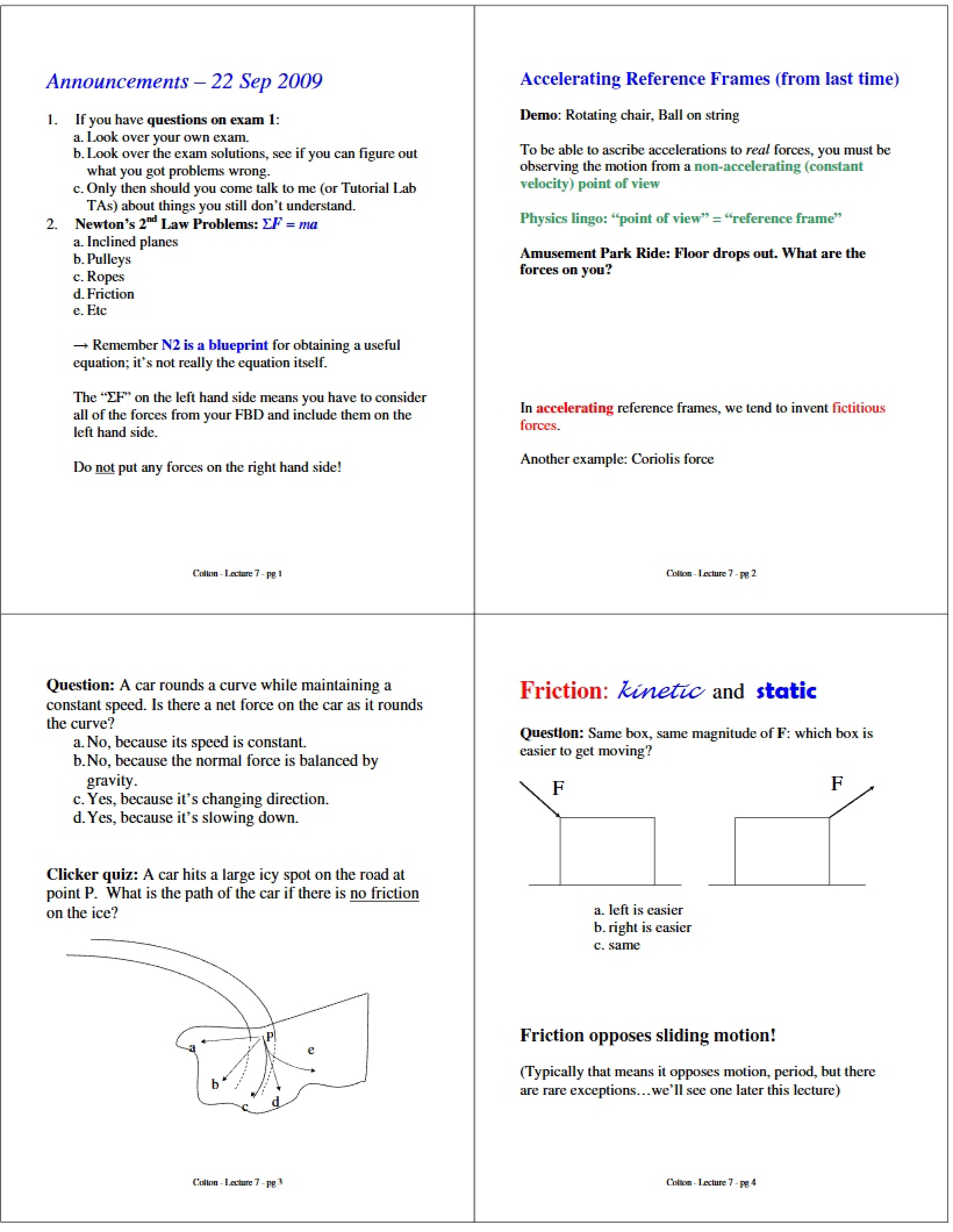 Newton's Laws and Friction Notes