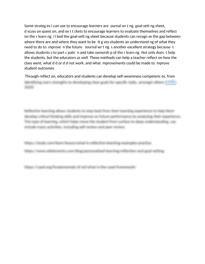 Strategies for Encouraging Reflective Learning