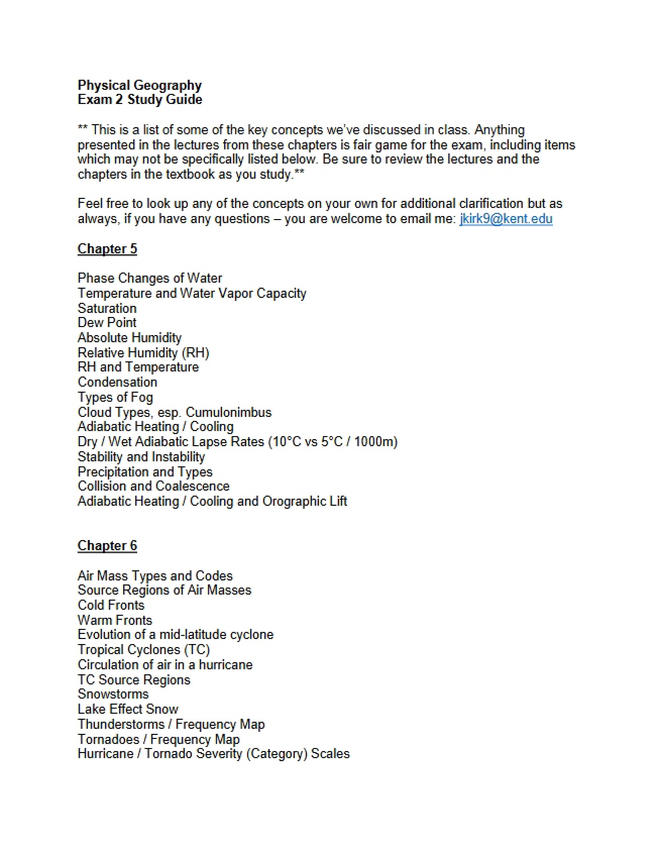 Exam II Physical Geography