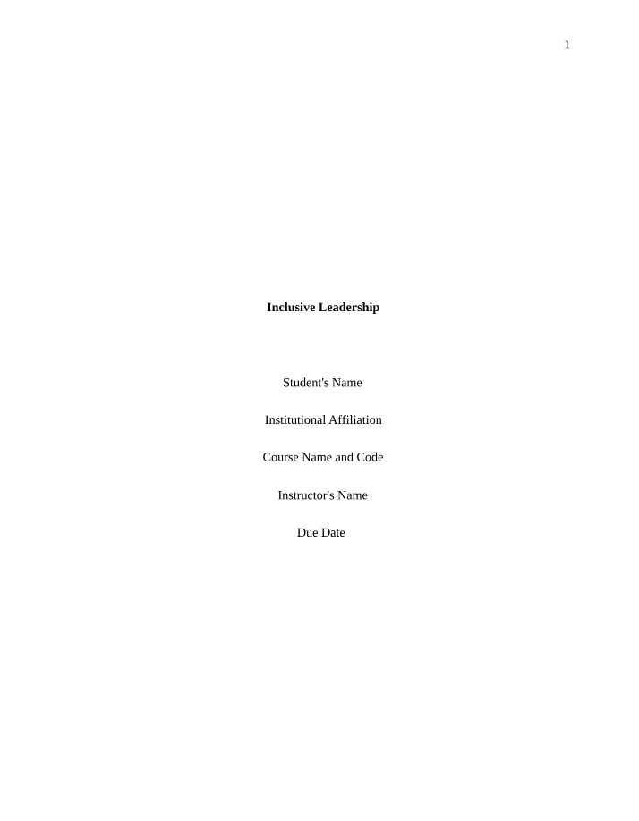 Improving Inclusivity in Leadership - The Dearth of Women Leaders