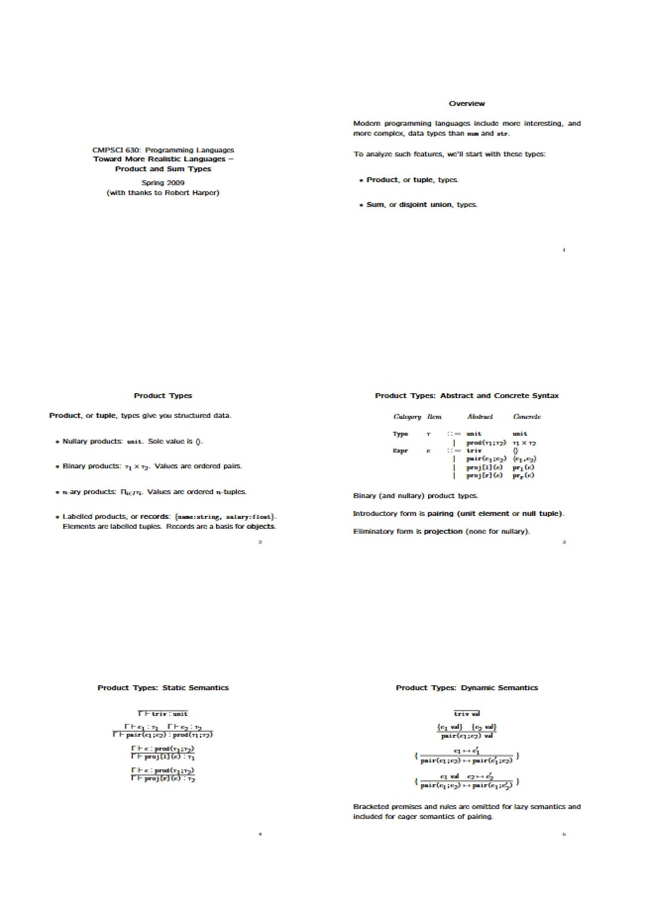Sum and Product Types
