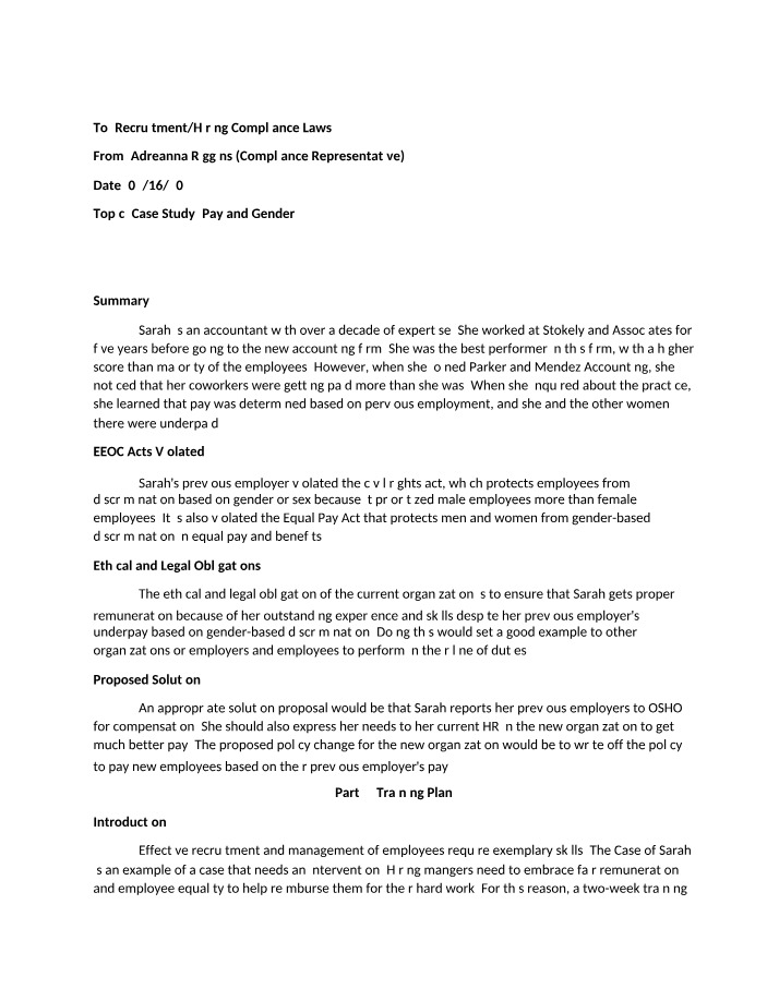 Gender Pay Disparity - A Case Study on Sarah