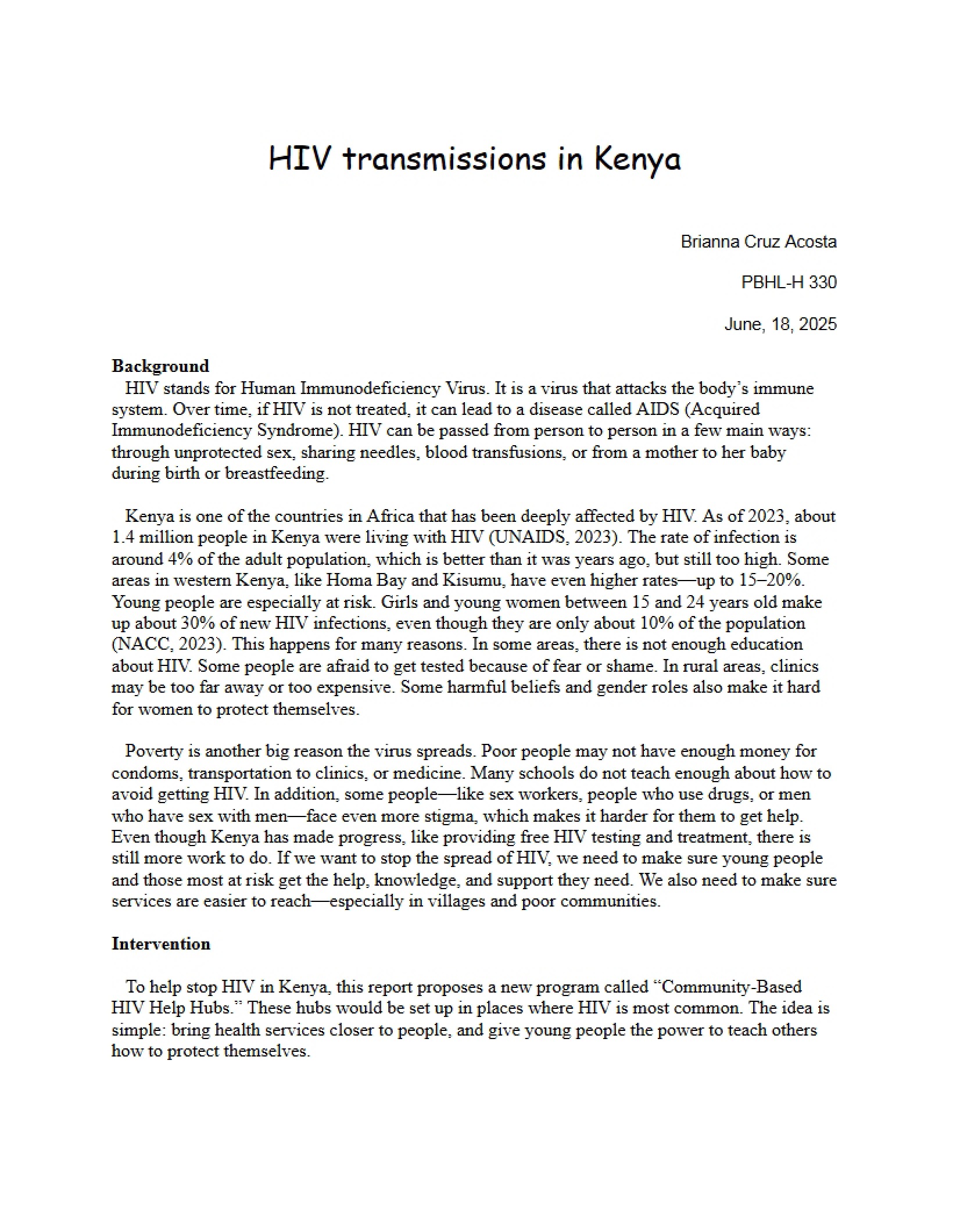 Report on Health Case Study