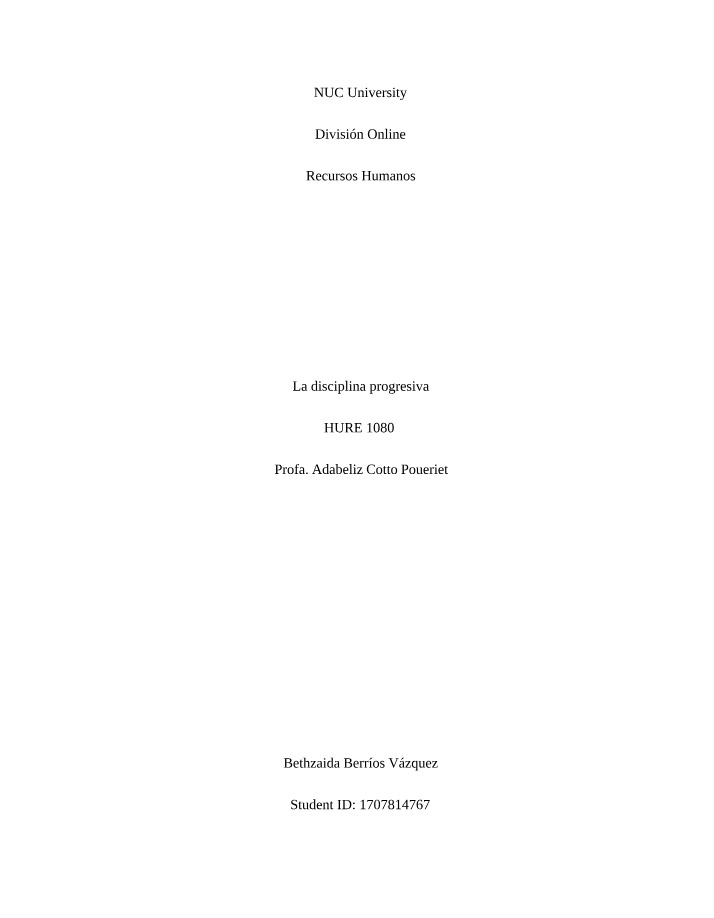 Analysis of Progressive Discipline (HURE1080)