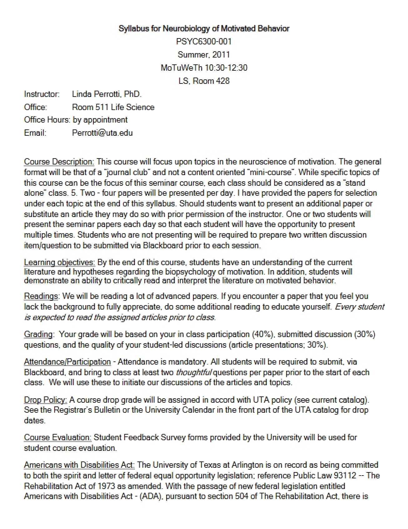 Course Outline PSYC 6300