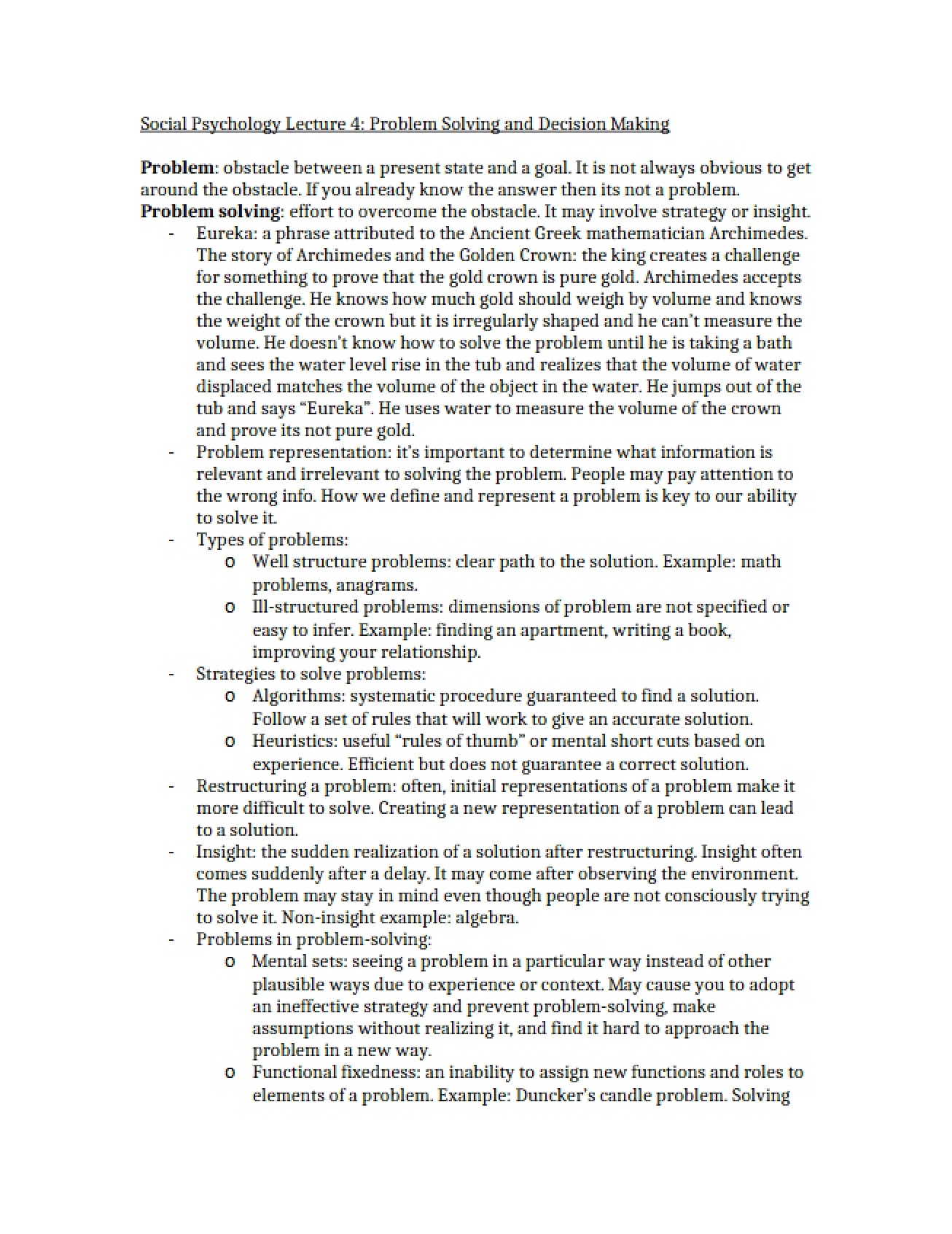 Introduction to Problem Solving and Decision Making