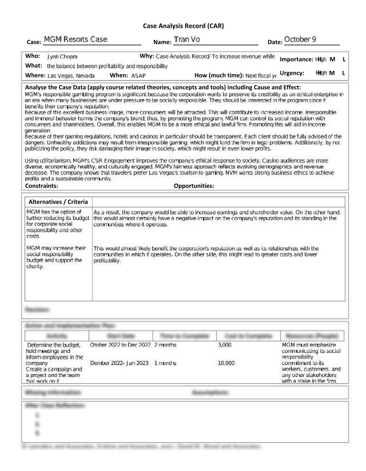Analysis of MGM Resorts Case