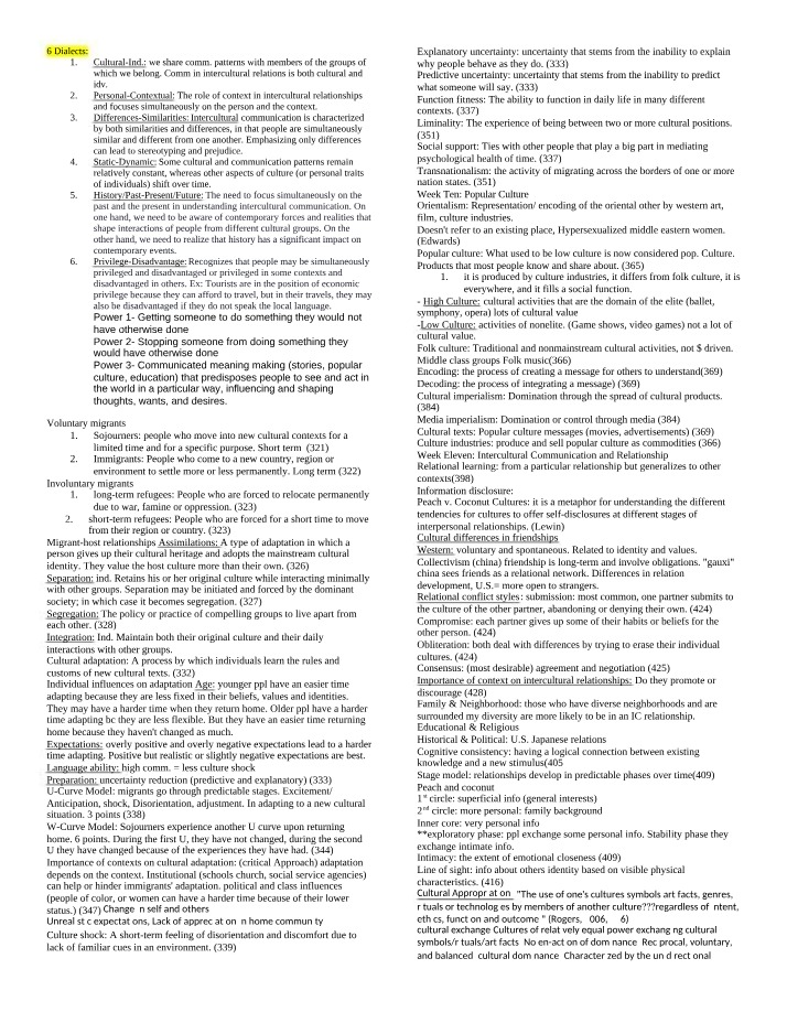 Study Guide for Exam 2
