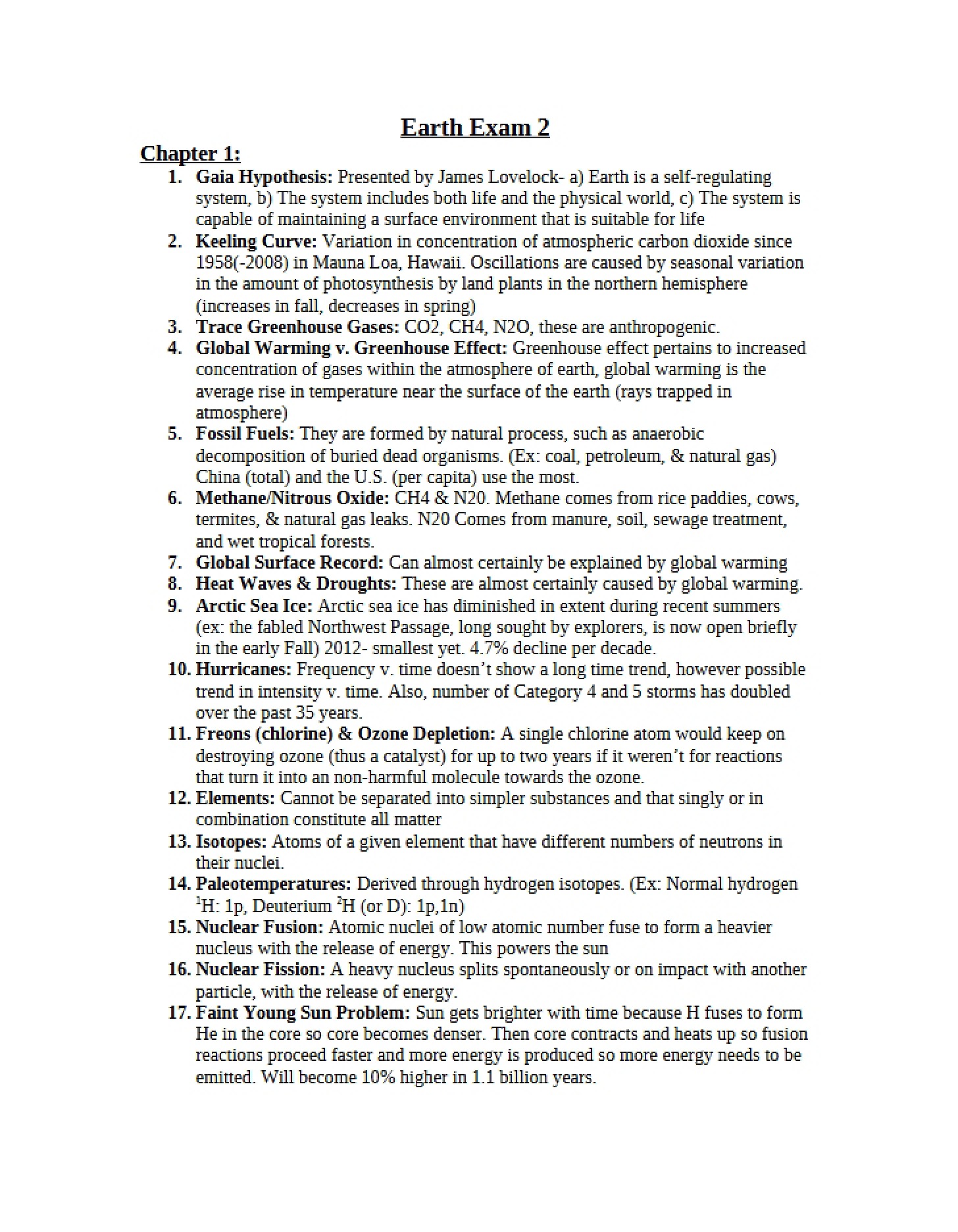 Exam Two Earth