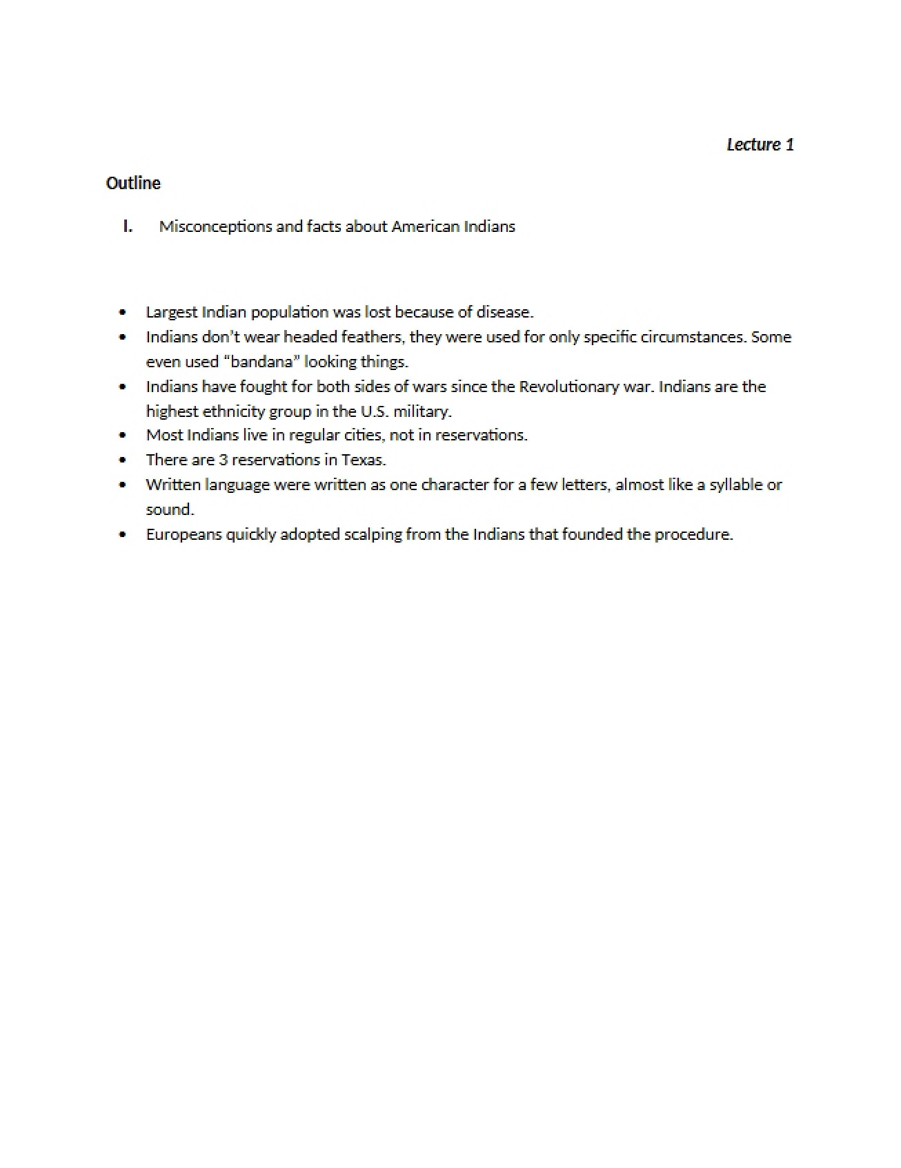 Outline for a Course on American Indian History