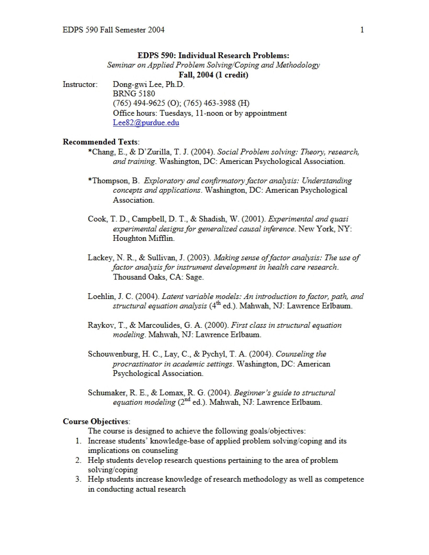 Individual Research Problems