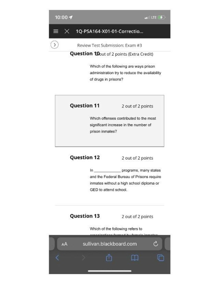 Corrections Law and Policy - PSA164 Exam 3