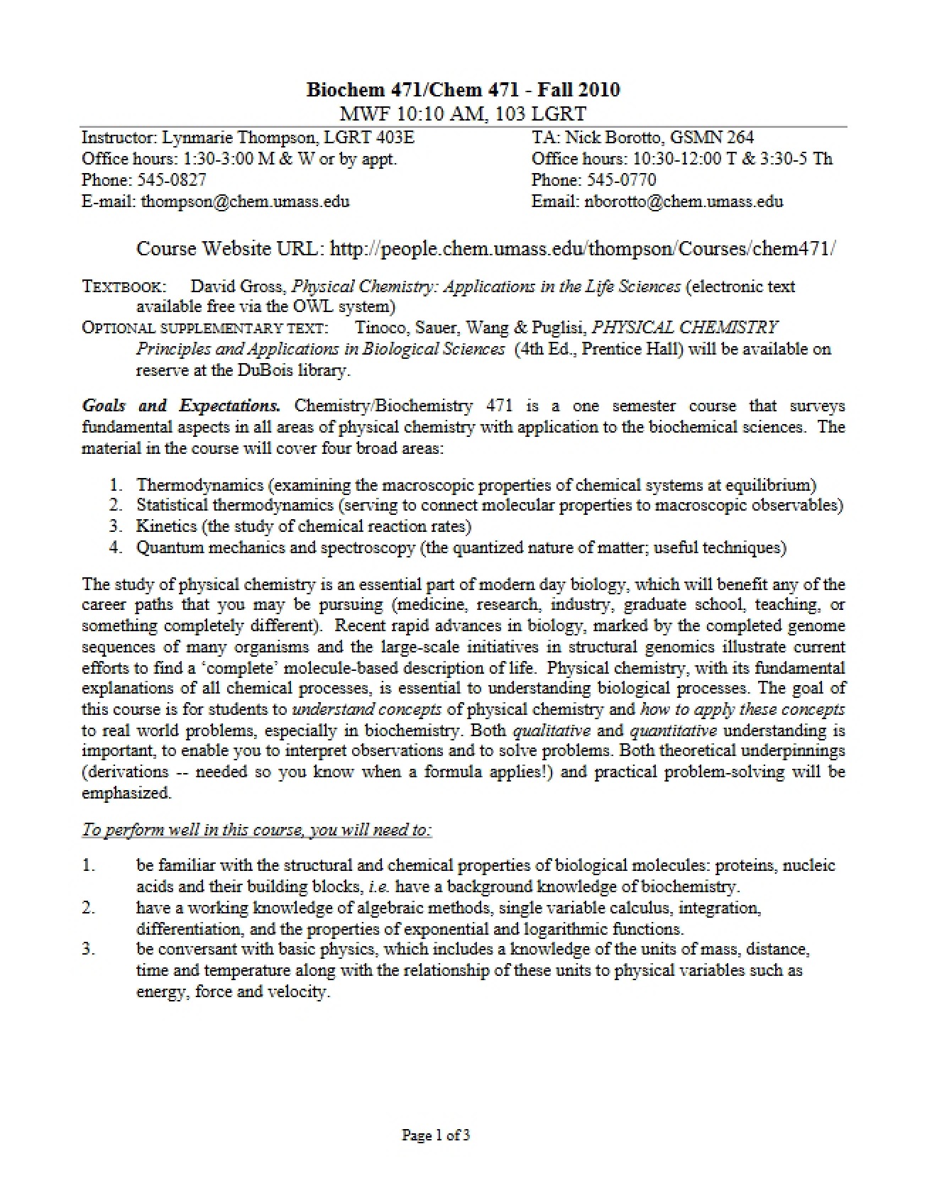 Course Syllabus for CHEM 471
