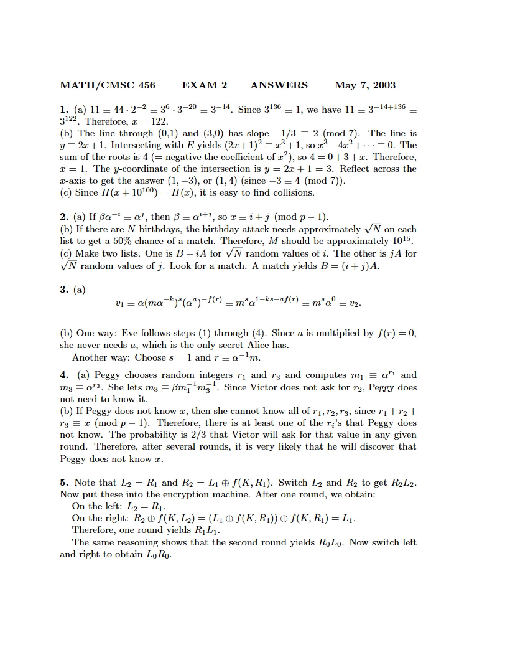 Solutions for Exam 2 Sample C