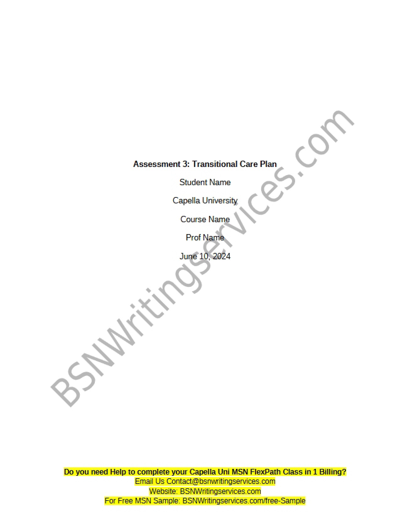 Transitional Care Strategy Assessment 3 (v1)