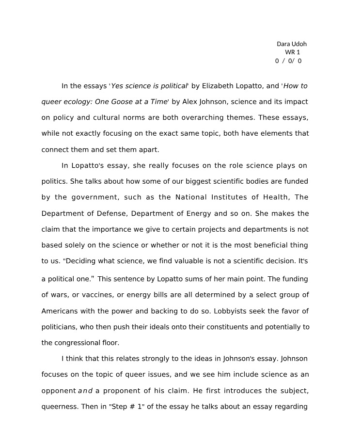 Political Influence of Science on Policy and Culture