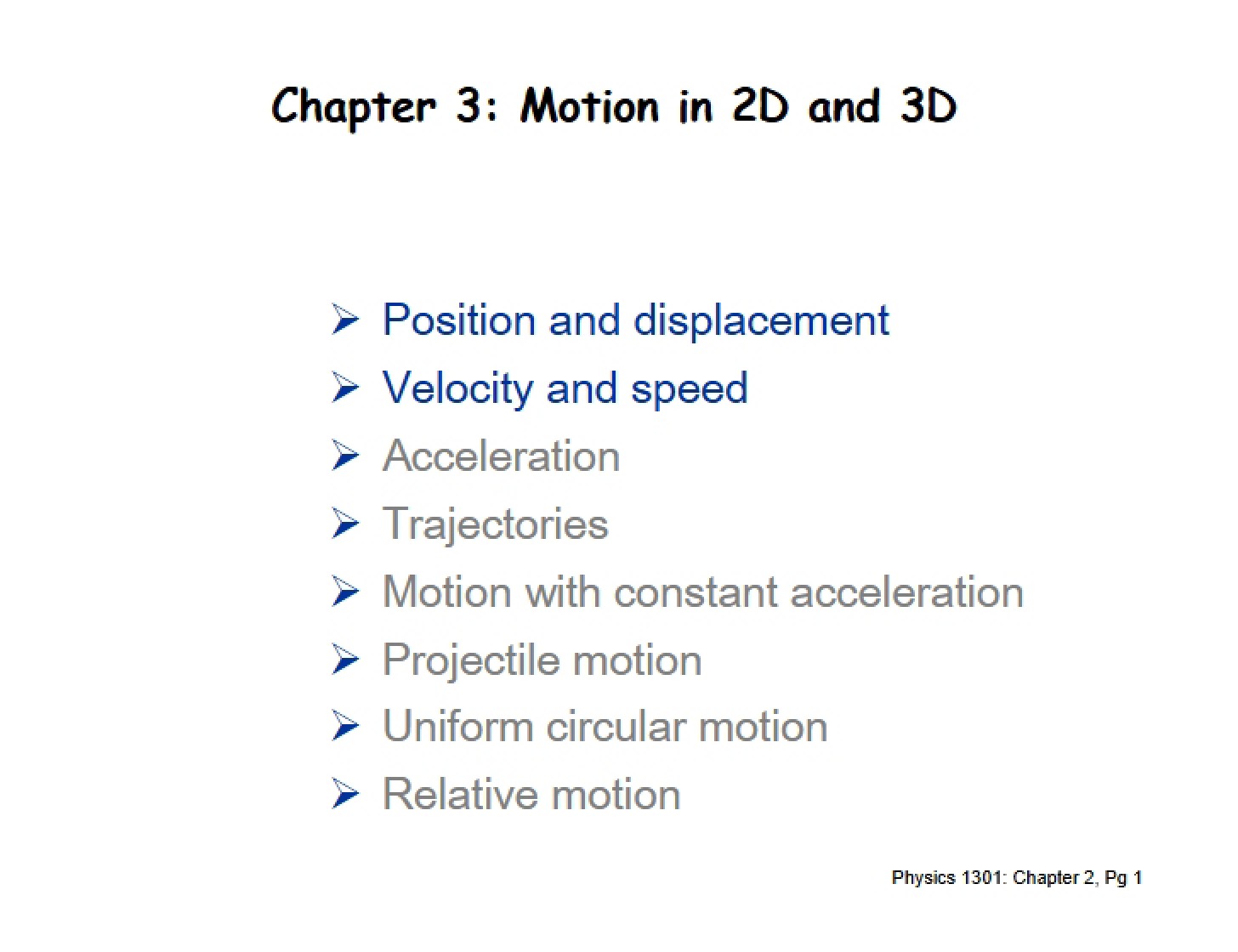 3D and 2D Motion