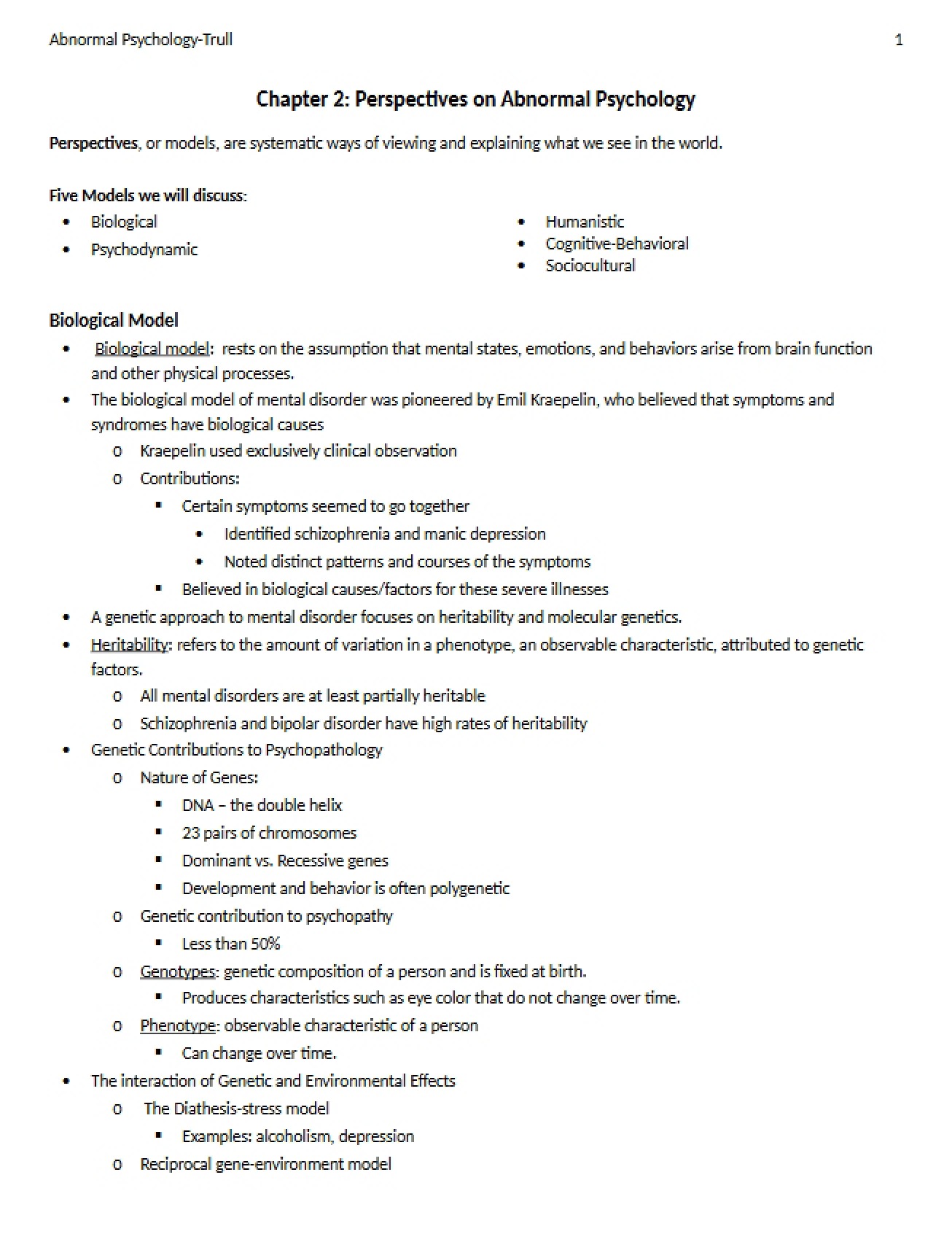 Abnormal Psychology Perspectives Chapter 2
