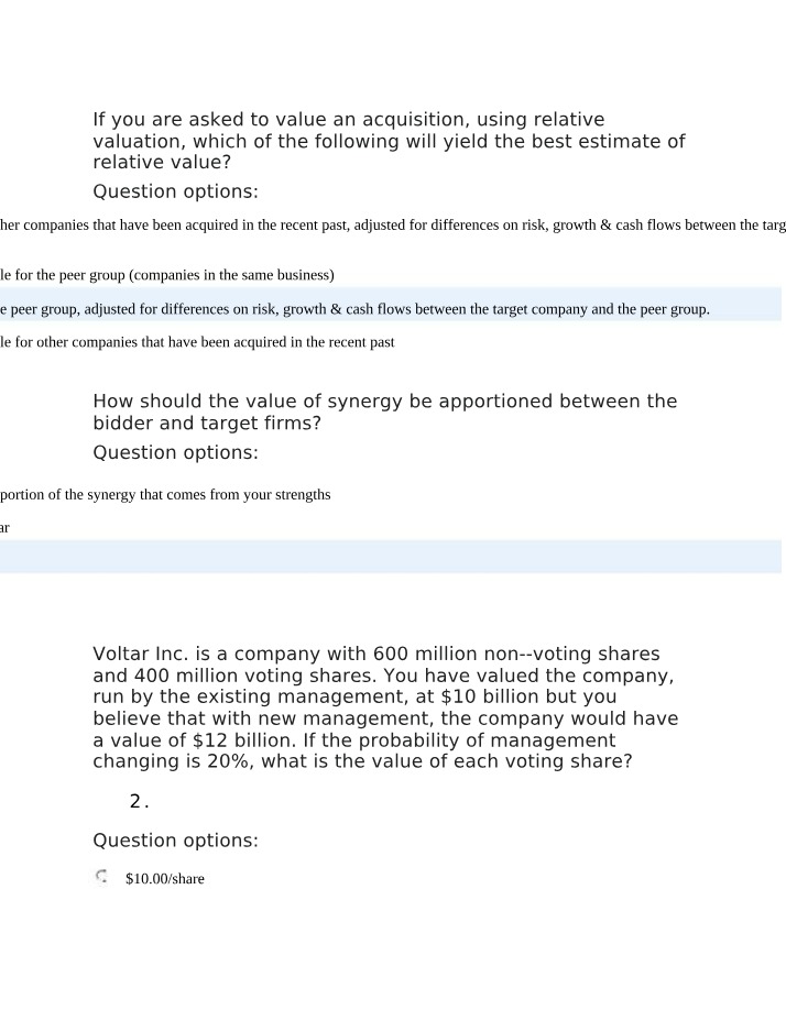 Estimating Relative Value in Acquisitions - Comparing Peer Groups