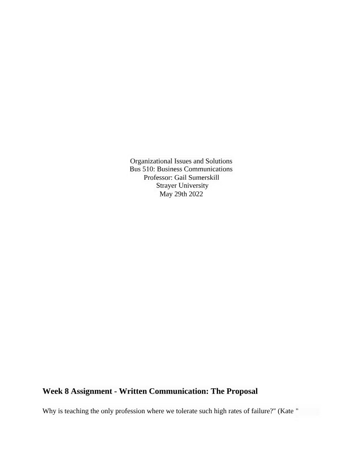 Written Communication Proposal Document