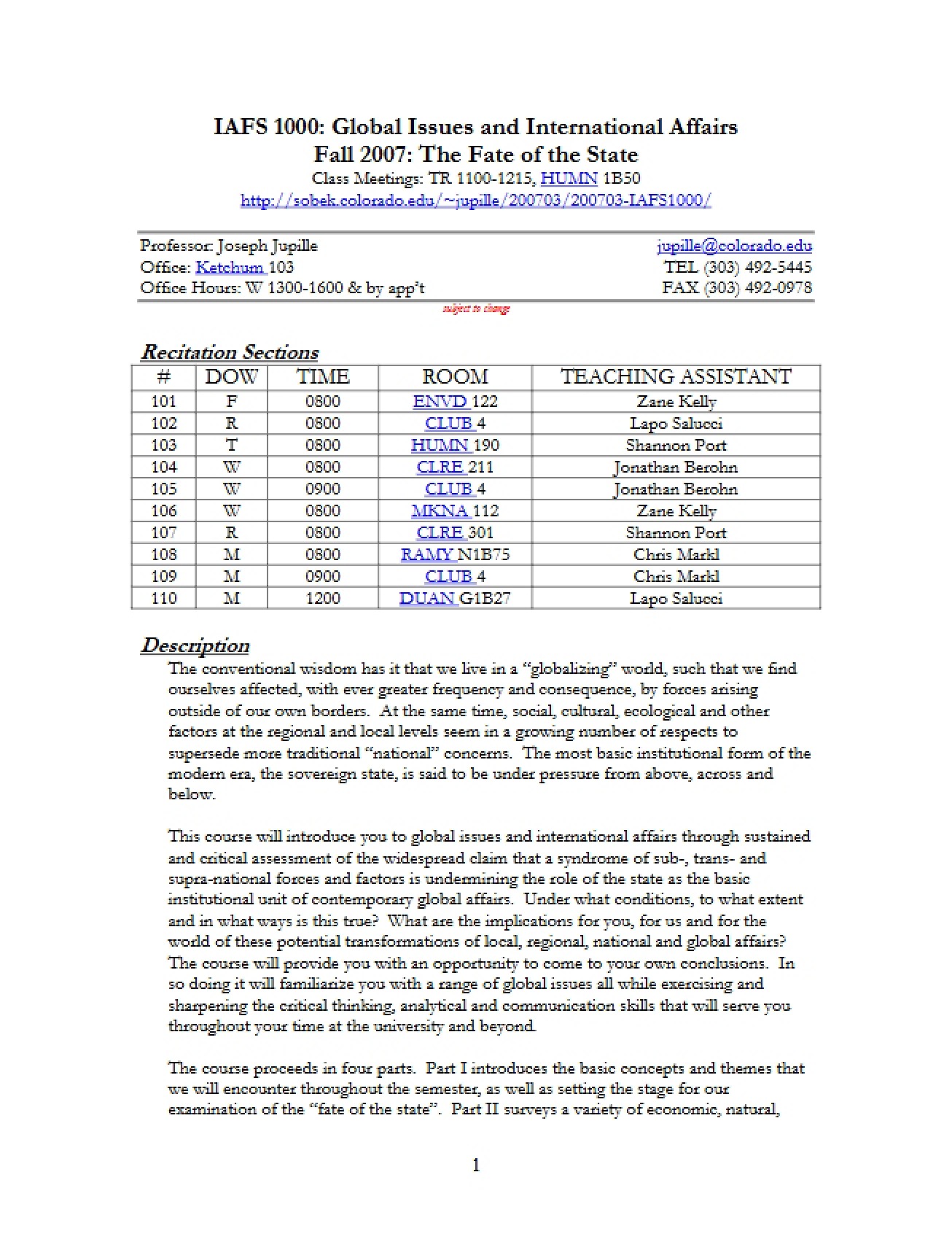 Second Course Syllabus