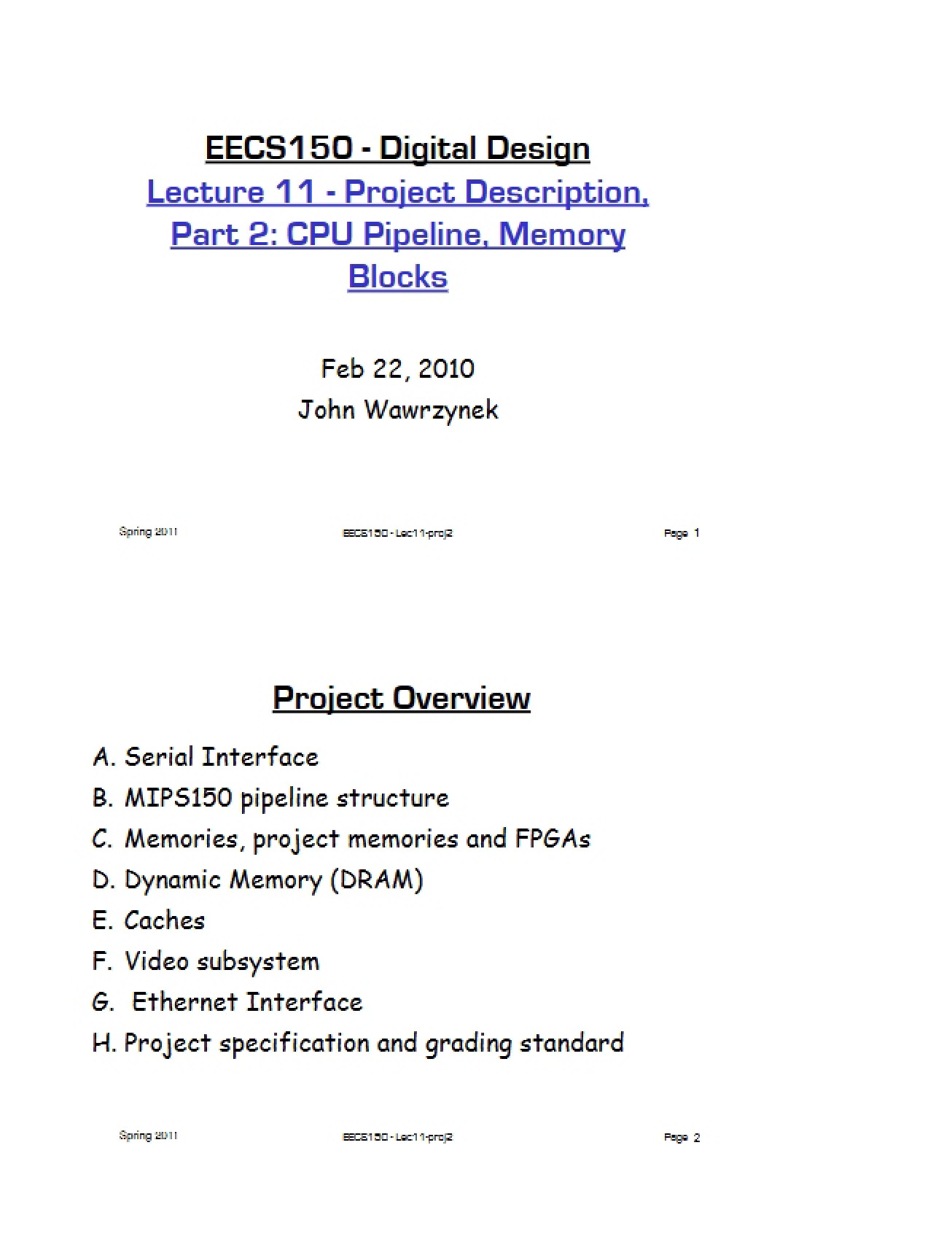 Arithmetic Circuits and Combinational Logic II (Lecture 12)