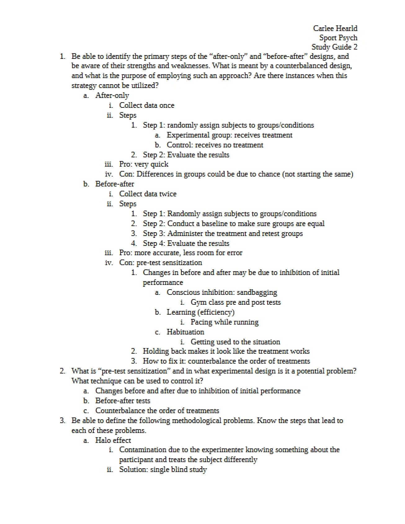 Second Study Guide for Sport Psychology