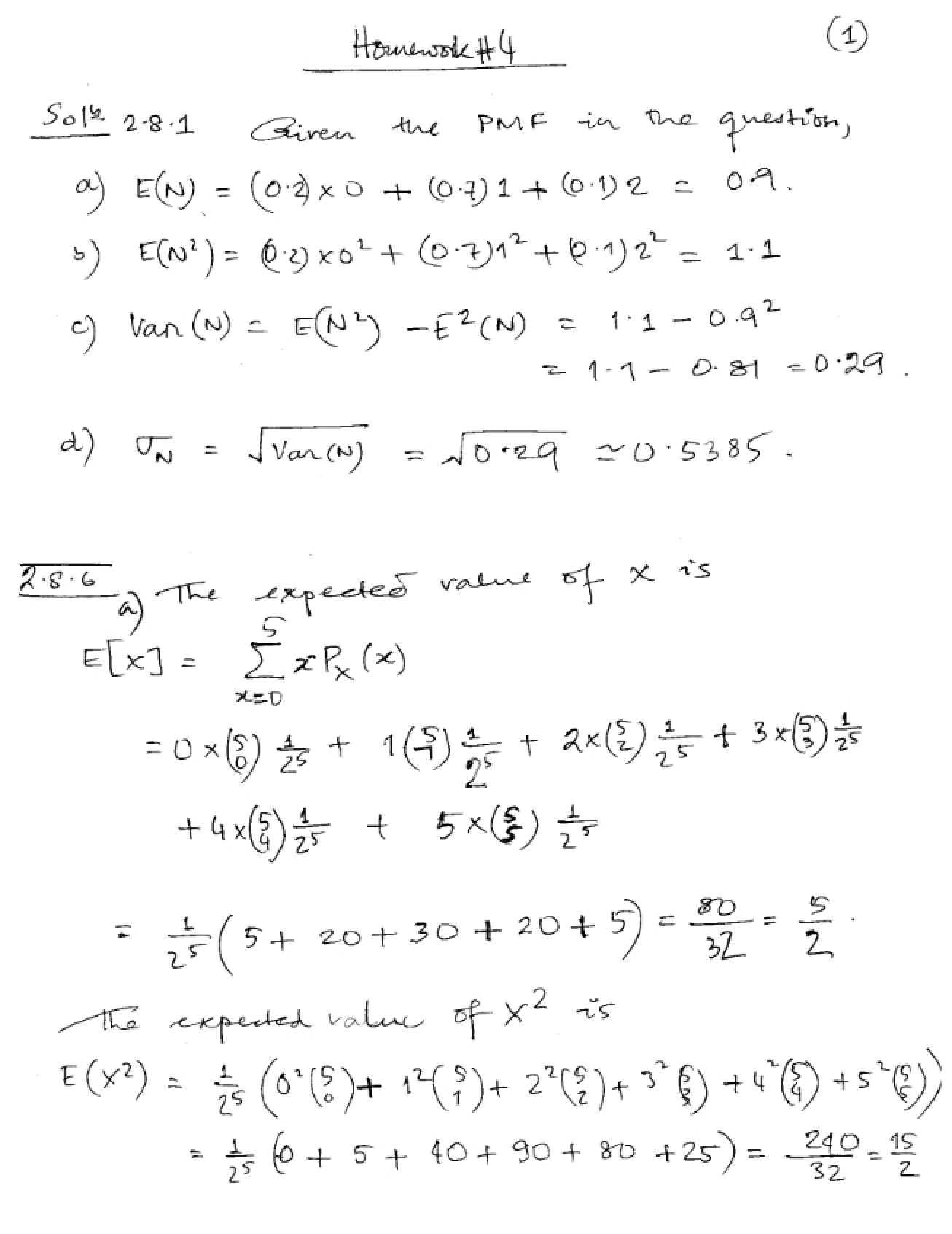 Fourth Homework Solutions