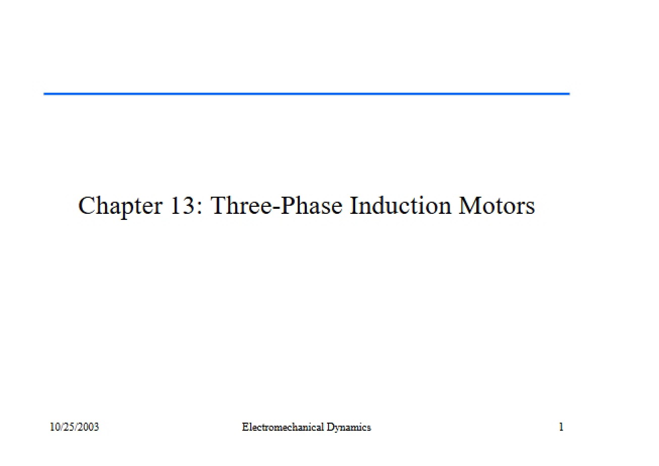 Fifteenth Lecture Three-Phase Induction Motors