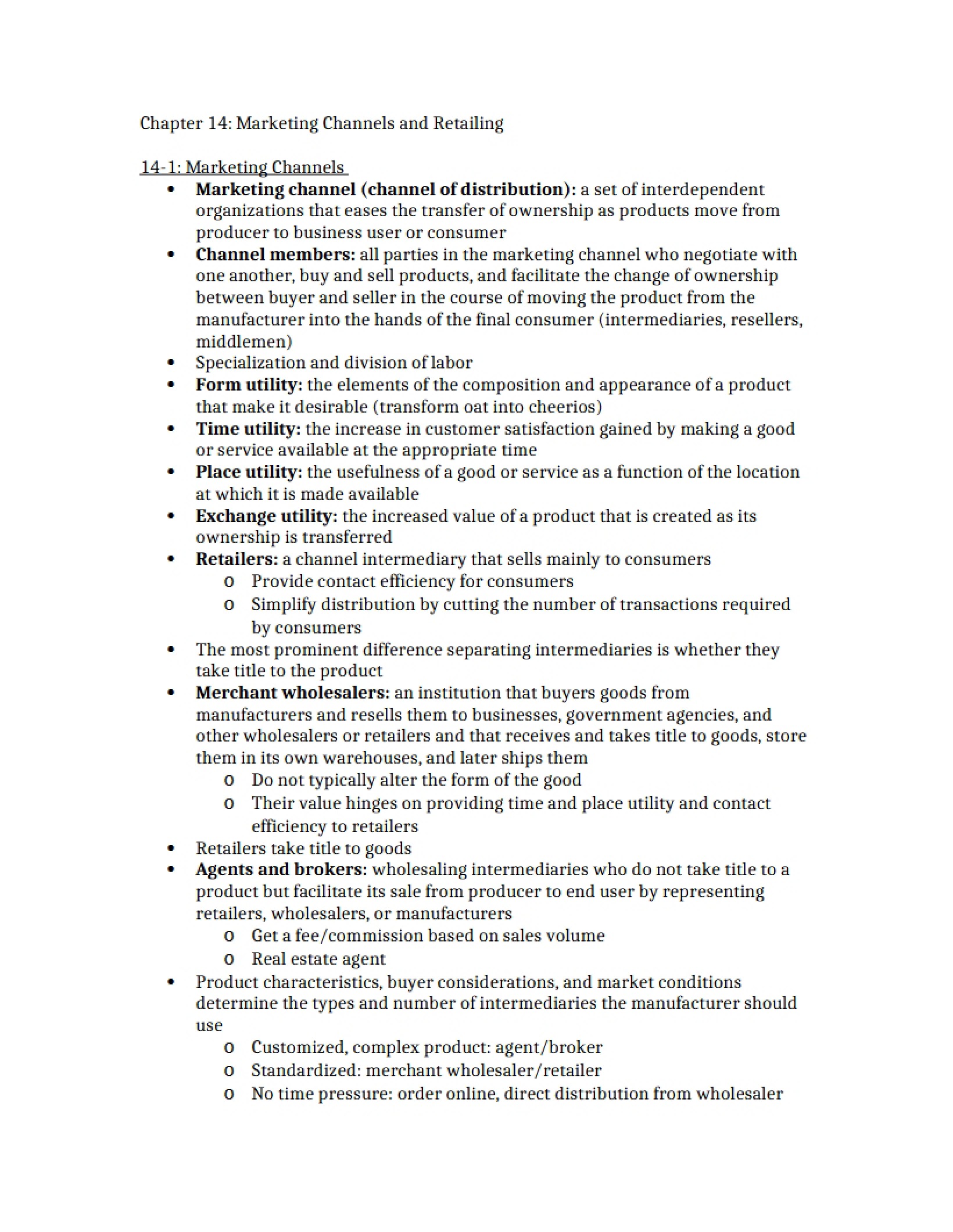 Retailing and Marketing Channels - Chapter 14
