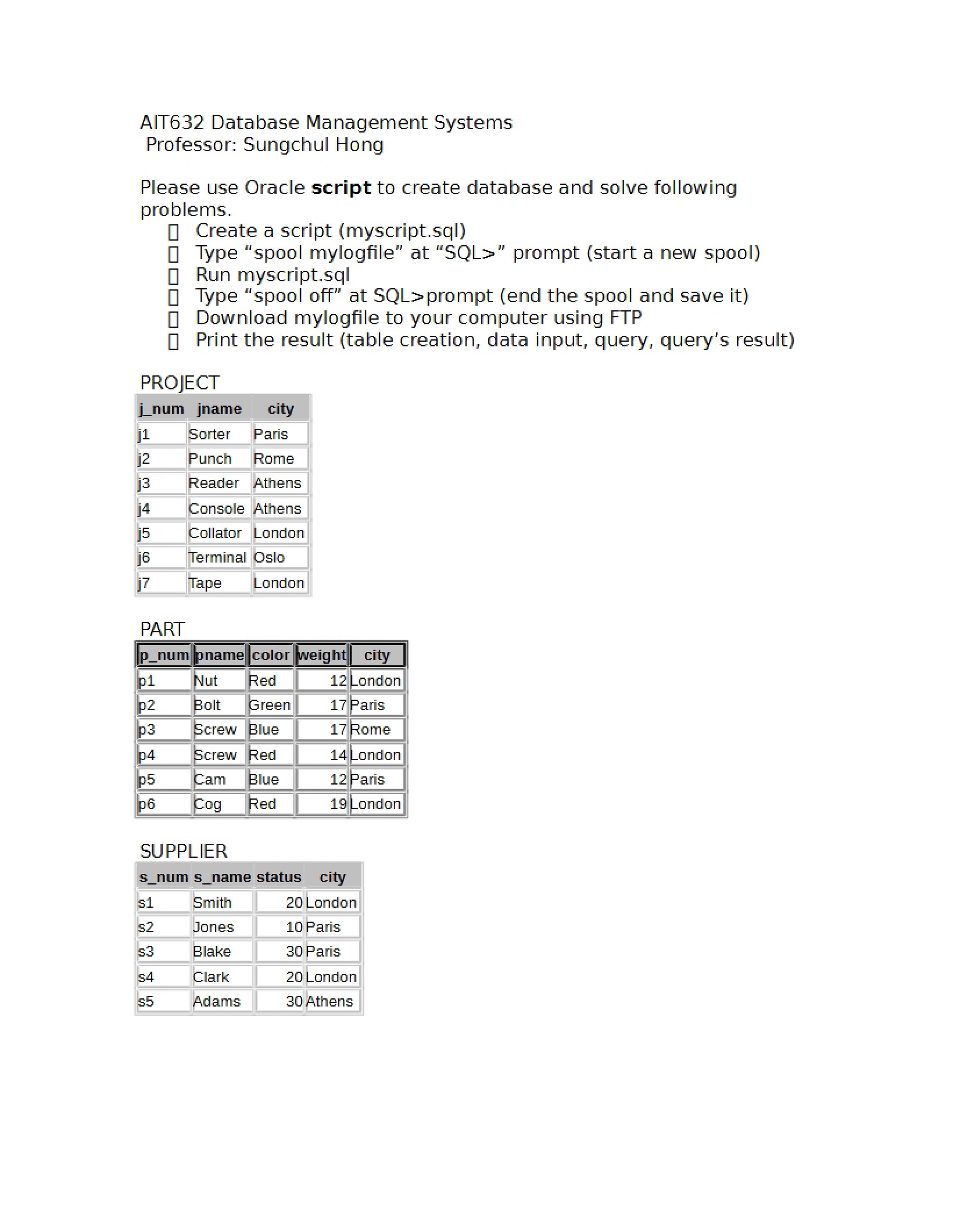Sixth Homework Assignment