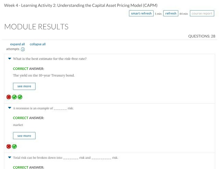 Capital Asset Pricing Model (CAPM) Module Results