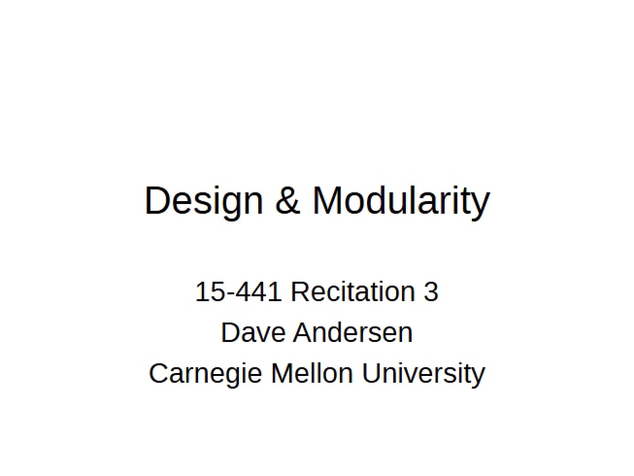 Modularity and Design