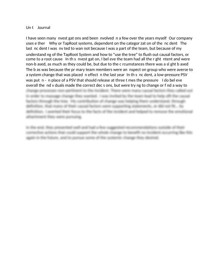 Unit 4 Journal Entry