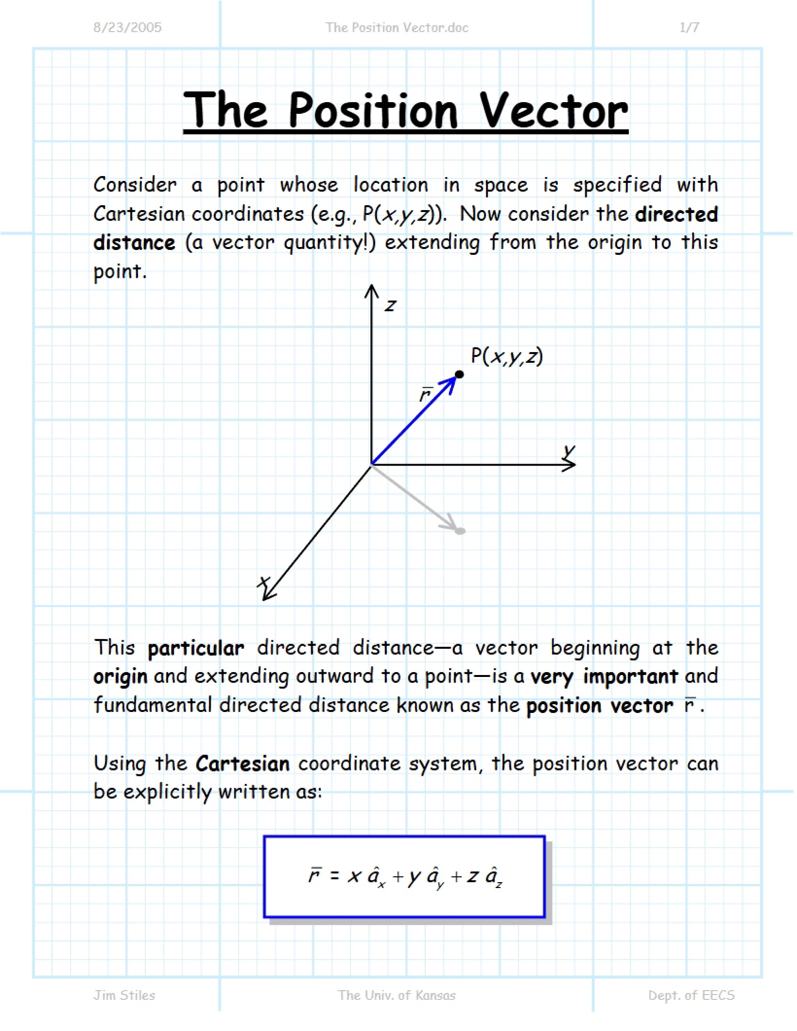 Vectors for Position