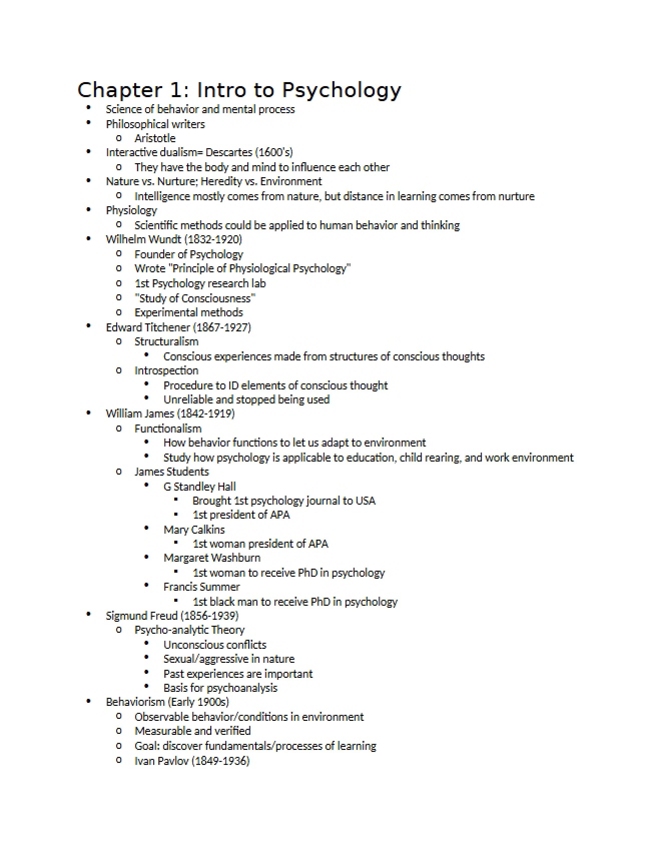 Introduction to Psychology - Chapter One