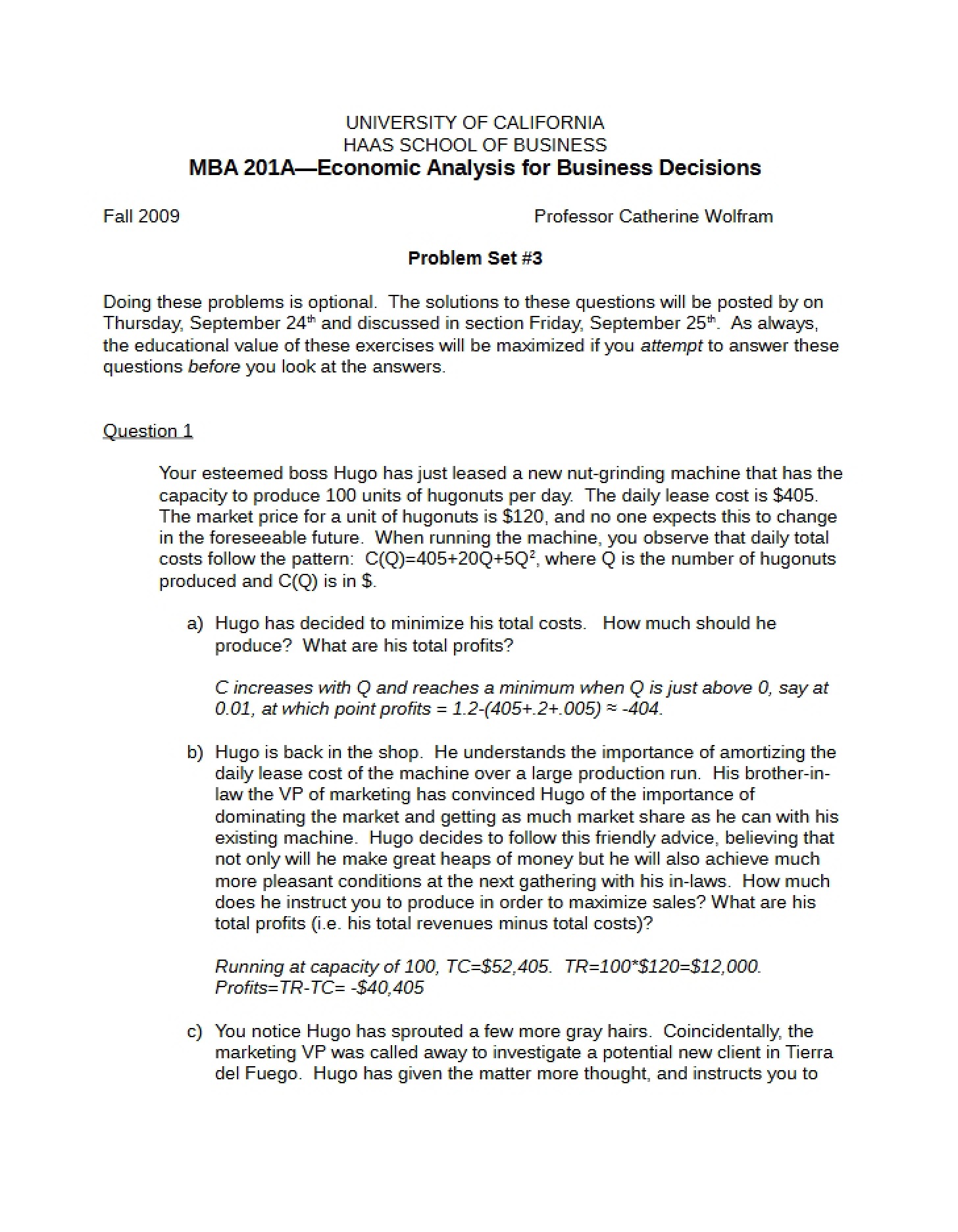 Third Problem Set