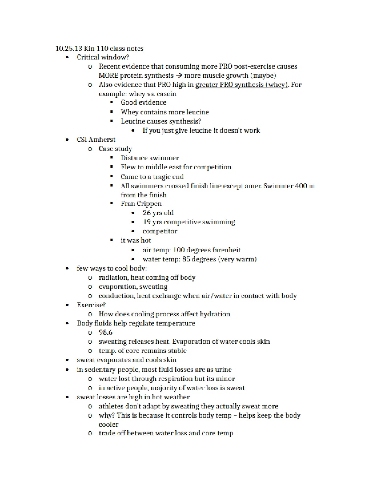 Class Notes from October 25, 2013