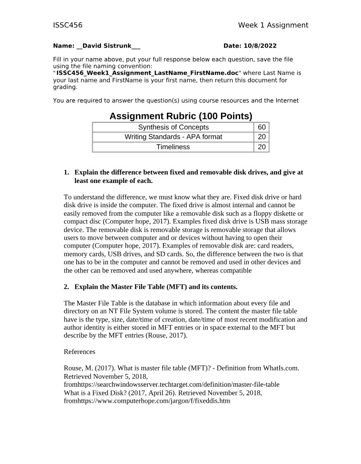 Week 1 Assignment - ISSC456