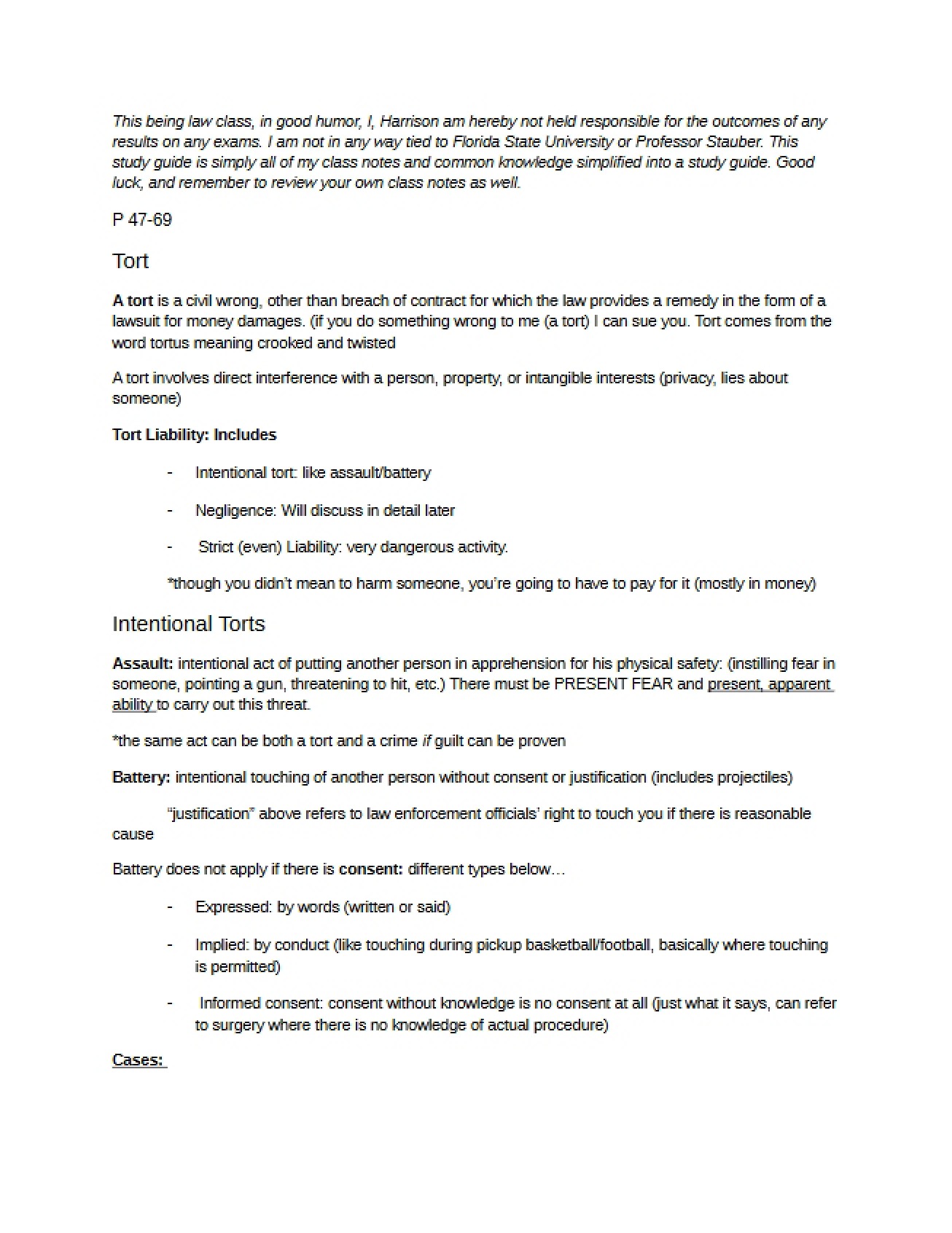 Tort Concepts - Part One
