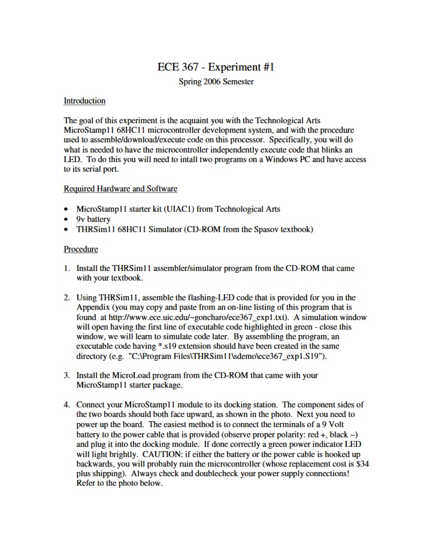 Experiment One (ECE 367)