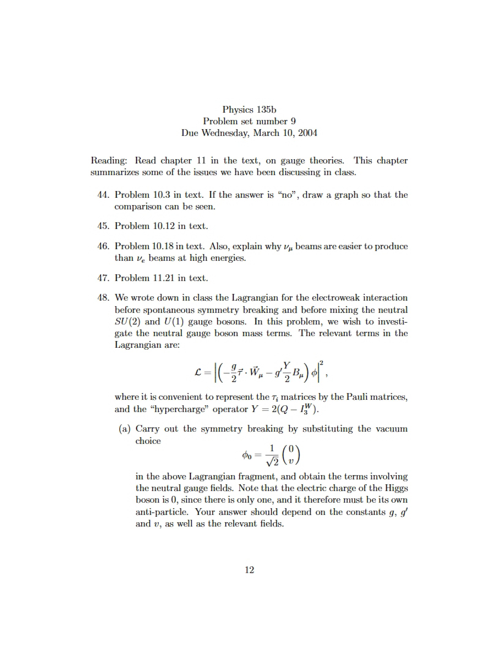 Problem Set Nine