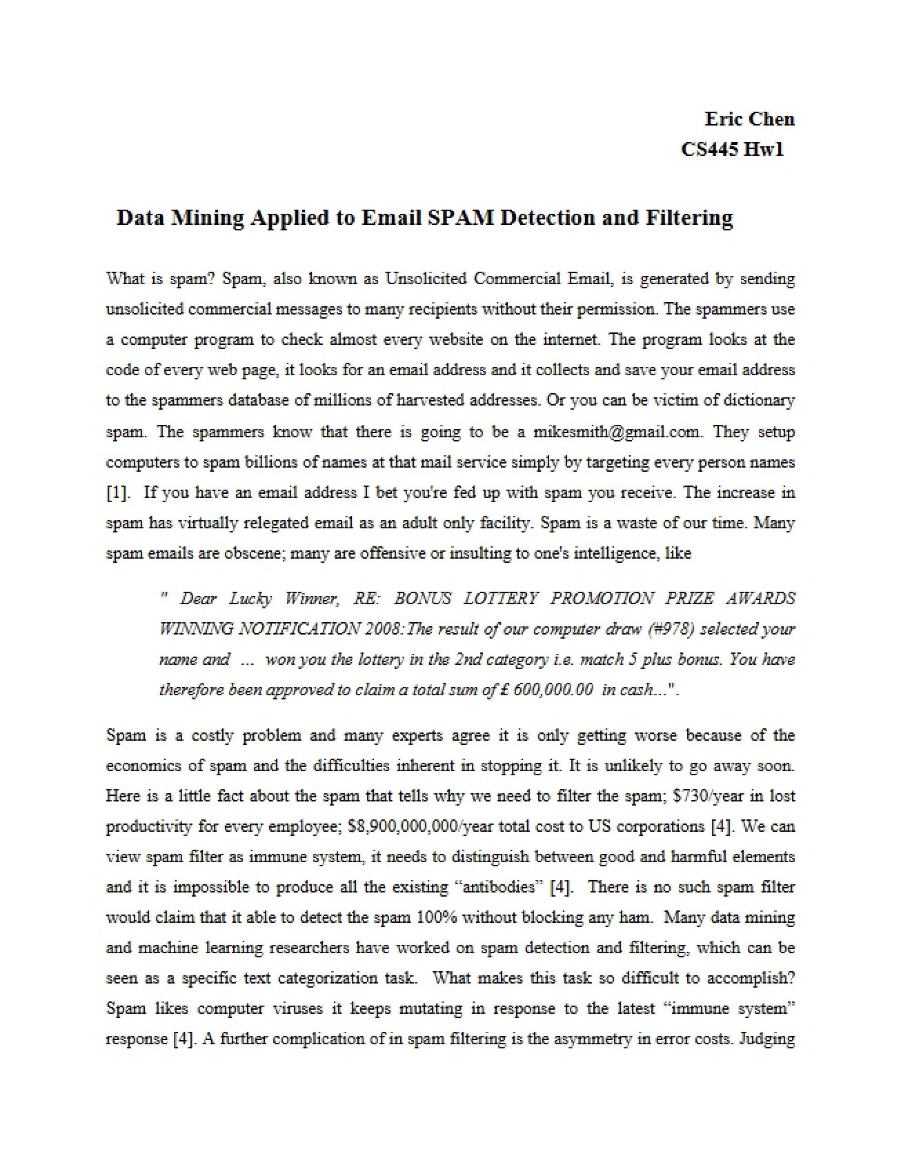 Email SPAM Detection and Filtering via Data Mining