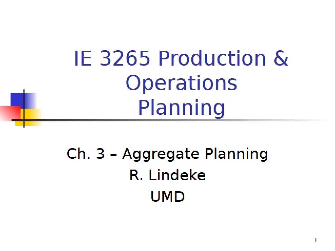 Aggregate Planning Chapter 3