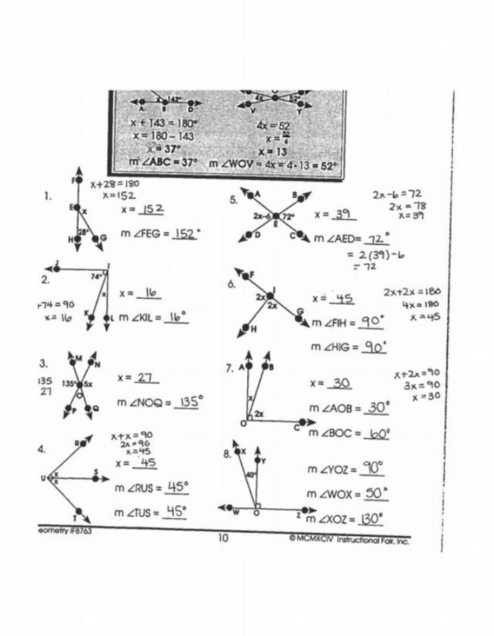 Worksheet on Geometry Angle Problems